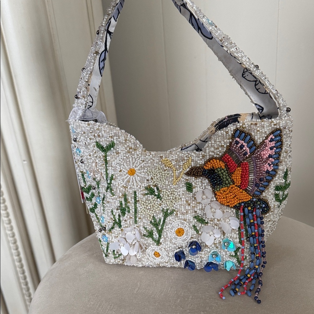 Embellished Beaded Hummingbird Handbag